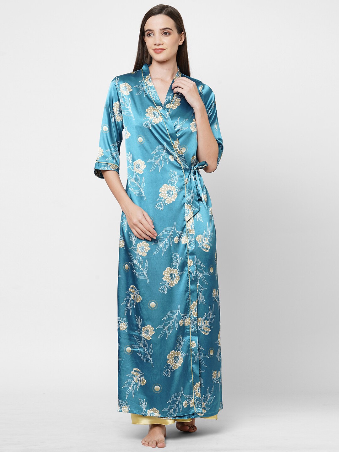 

Sweet Dreams Green Printed Maxi Nightdress with Robe