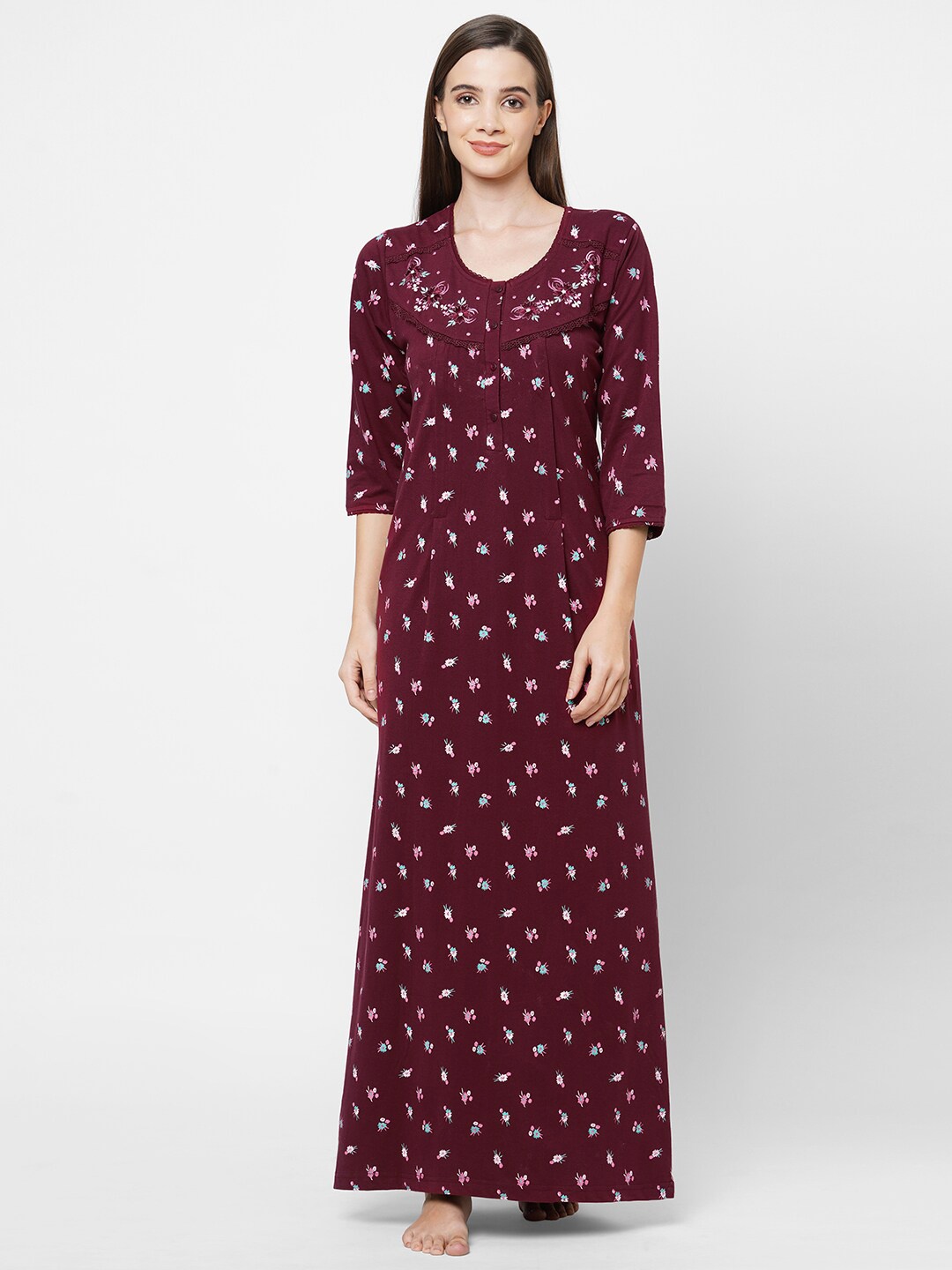 

Sweet Dreams Brown Printed Maxi Nightdress