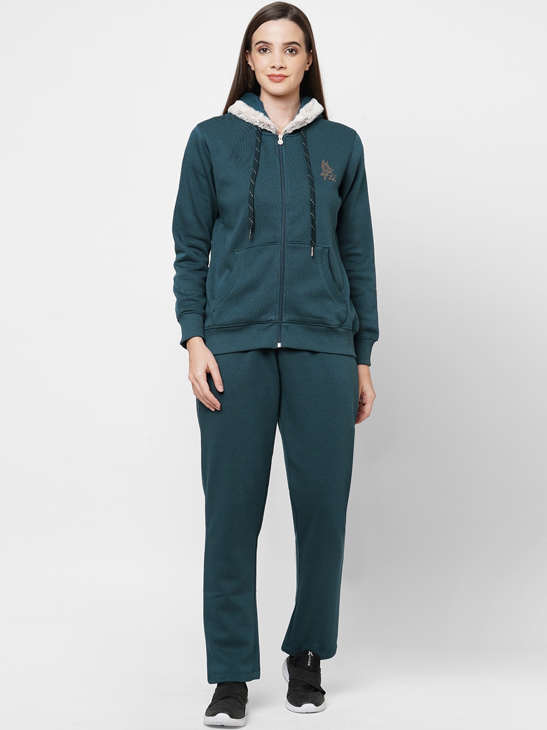 

Sweet Dreams Women Fleece Hooded Tracksuit, Teal