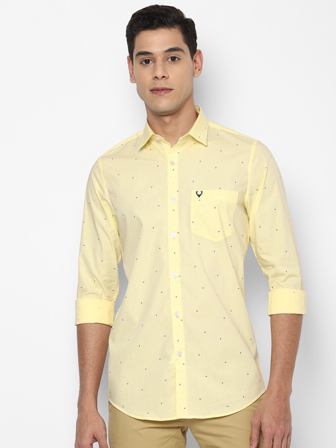 

Allen Solly Men Yellow Slim Fit Printed Casual Shirt