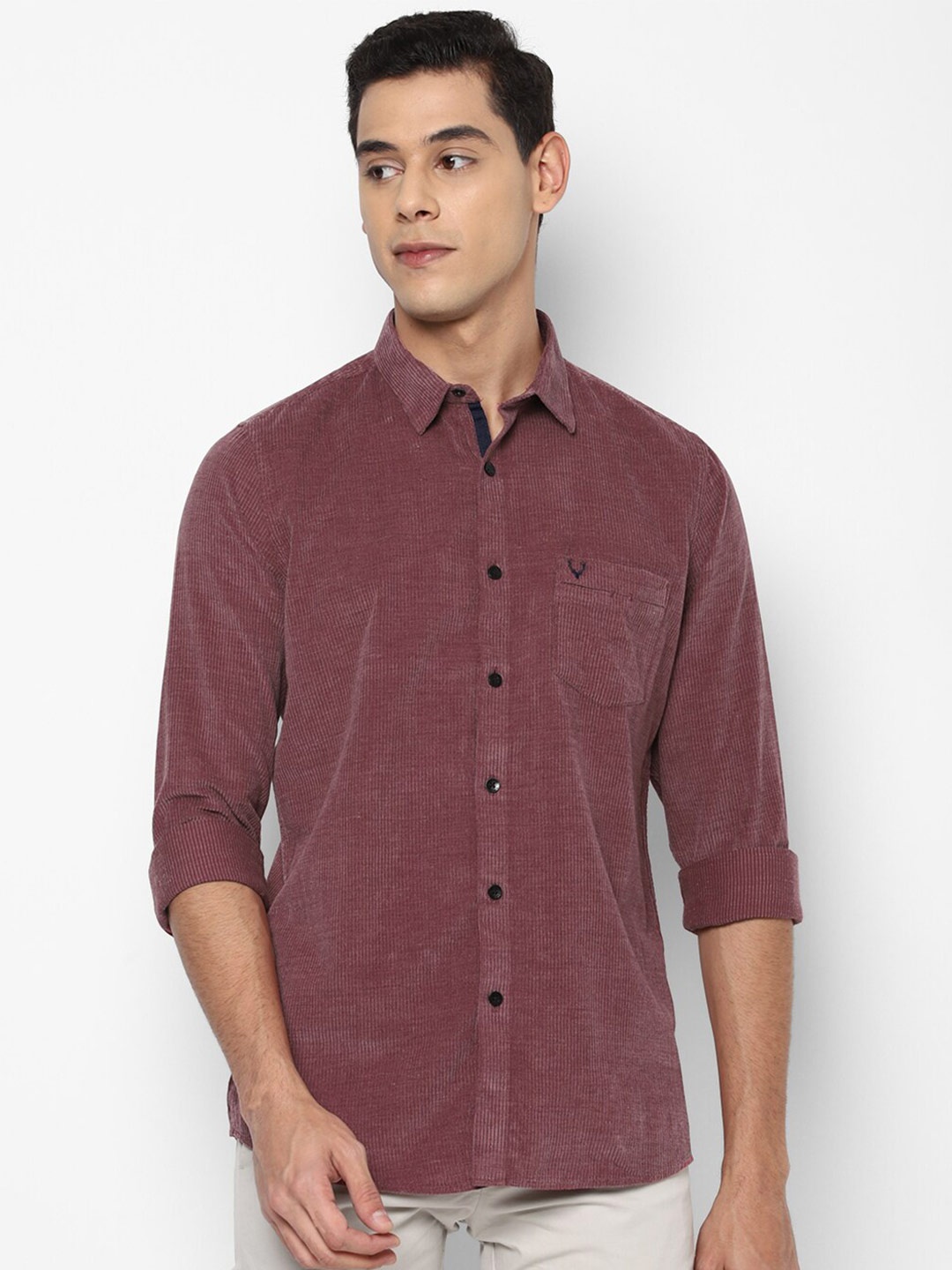 

Allen Solly Men Maroon Slim Fit Pinstripes Striped Casual Shirt