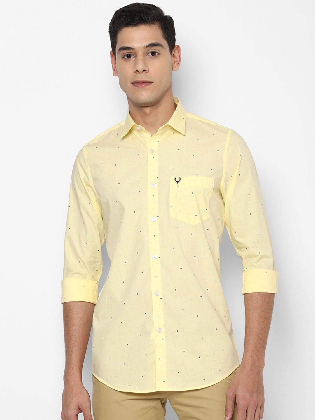 

Allen Solly Men Yellow Slim Fit Printed Casual Shirt