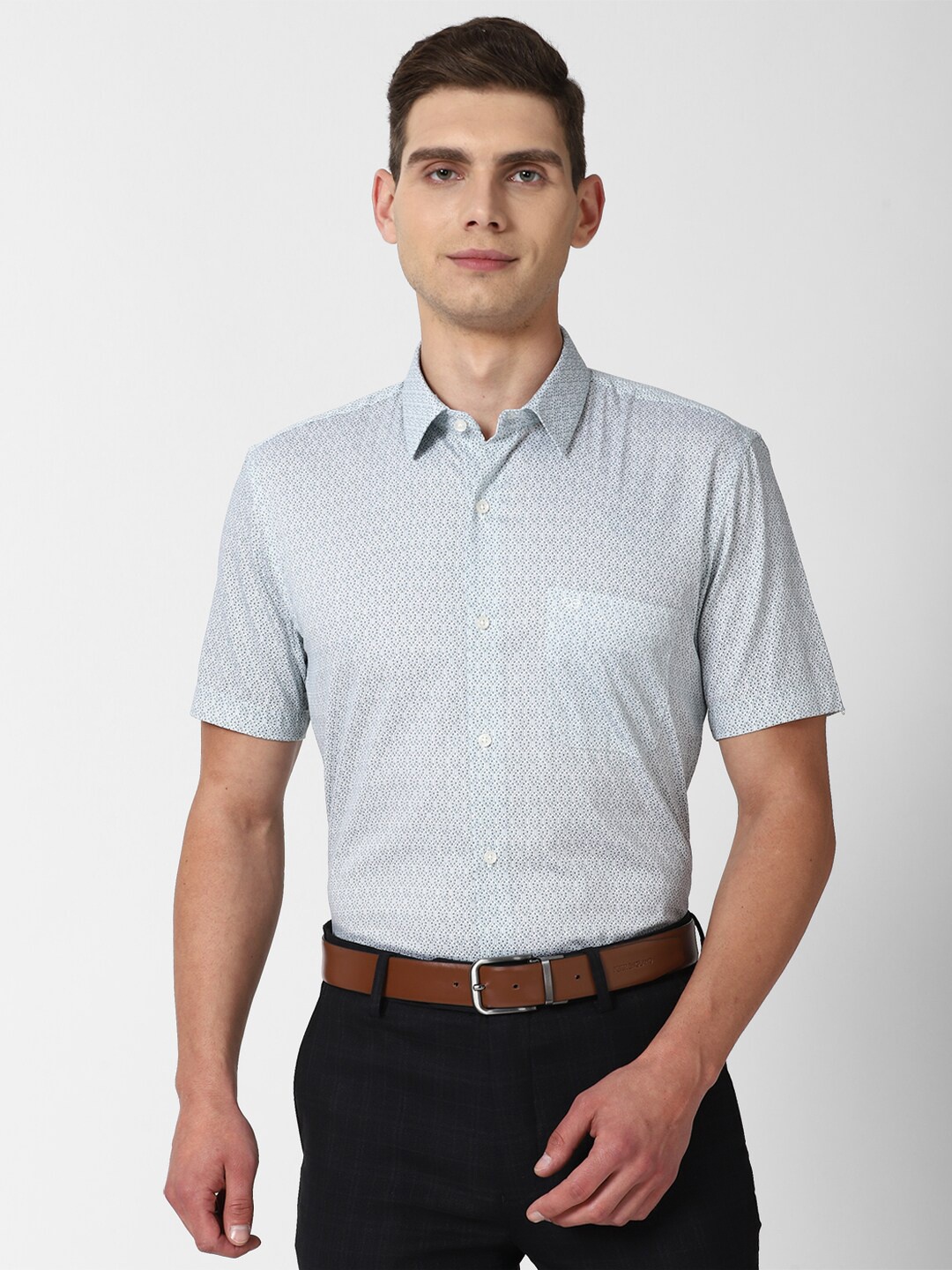 

Peter England Men Grey Slim Fit Printed Formal Shirt