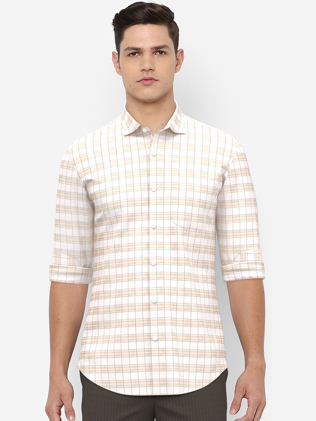 

Peter England Elite Men White Checked Formal Shirt