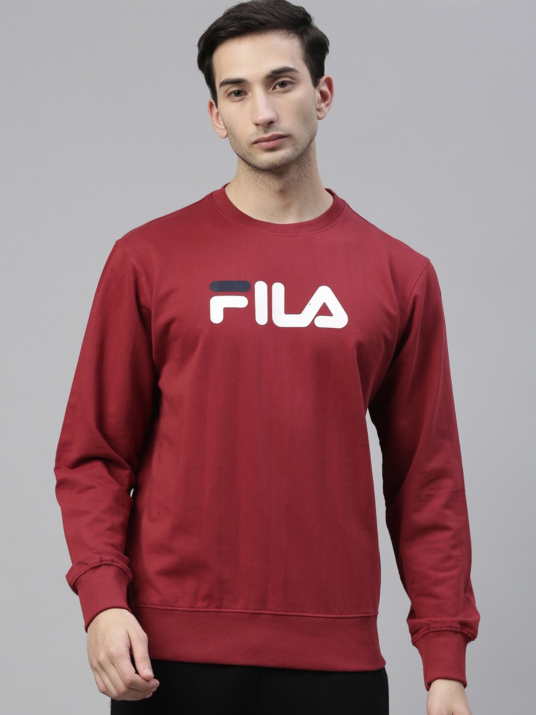 

FILA Brand Logo Printed HAWK Sweatshirt, Red