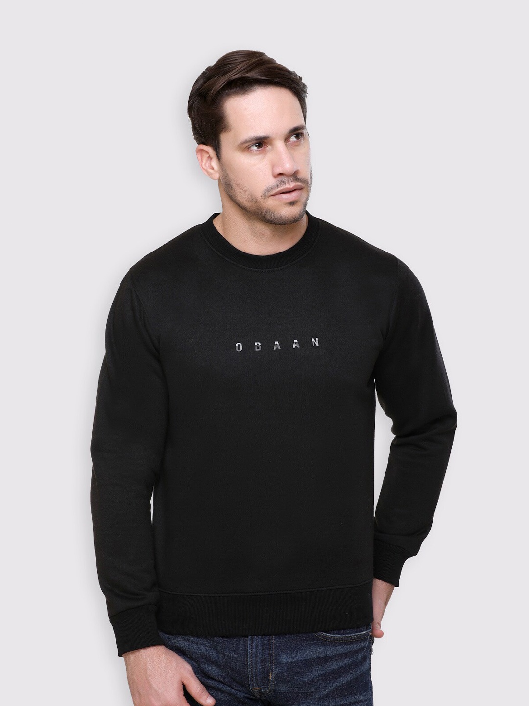 

Obaan Men Black Fleece Sweatshirt