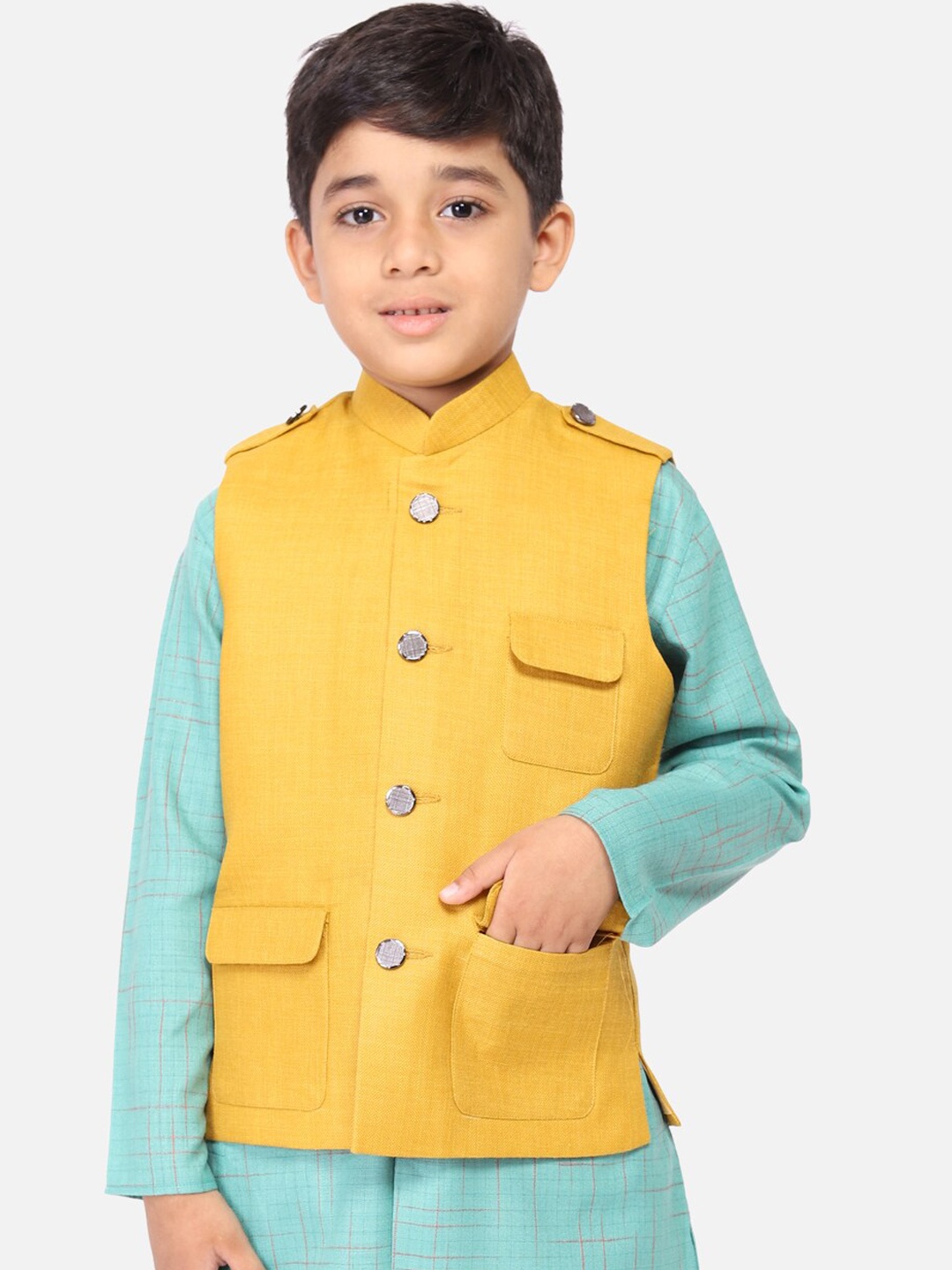 

TABARD Boys Beige Solid Ethnic Nehru Jacket