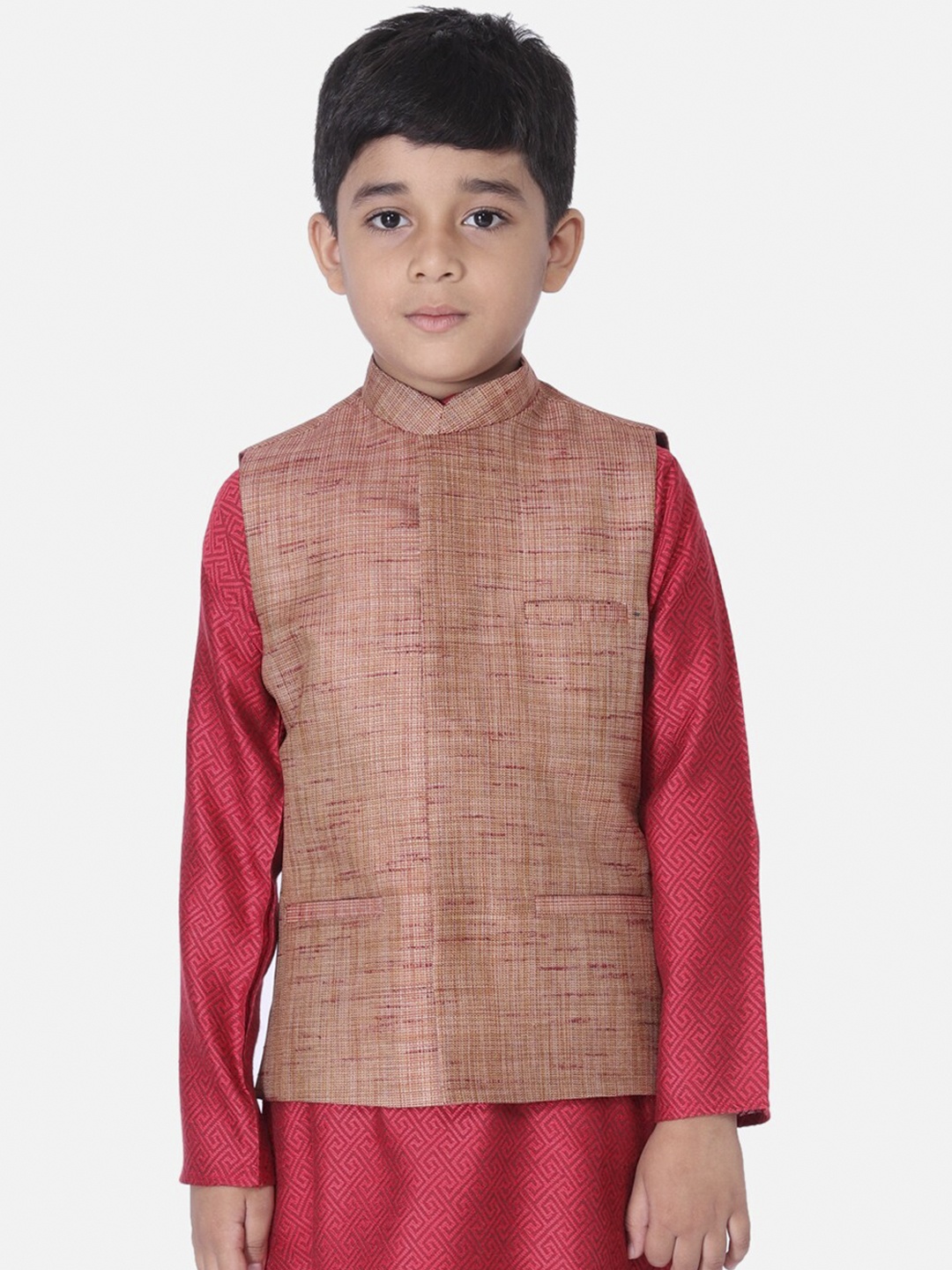 

TABARD Boys Maroon Ethnic Nehru Jacket