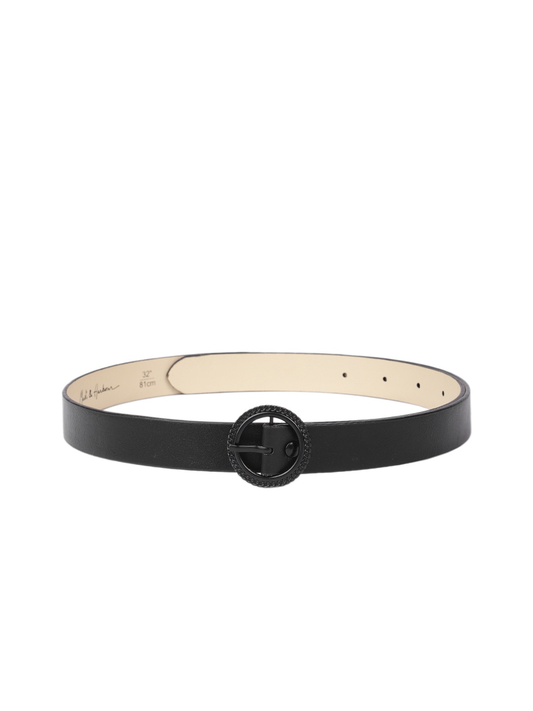 

Mast & Harbour Women Black Solid Slim Belt