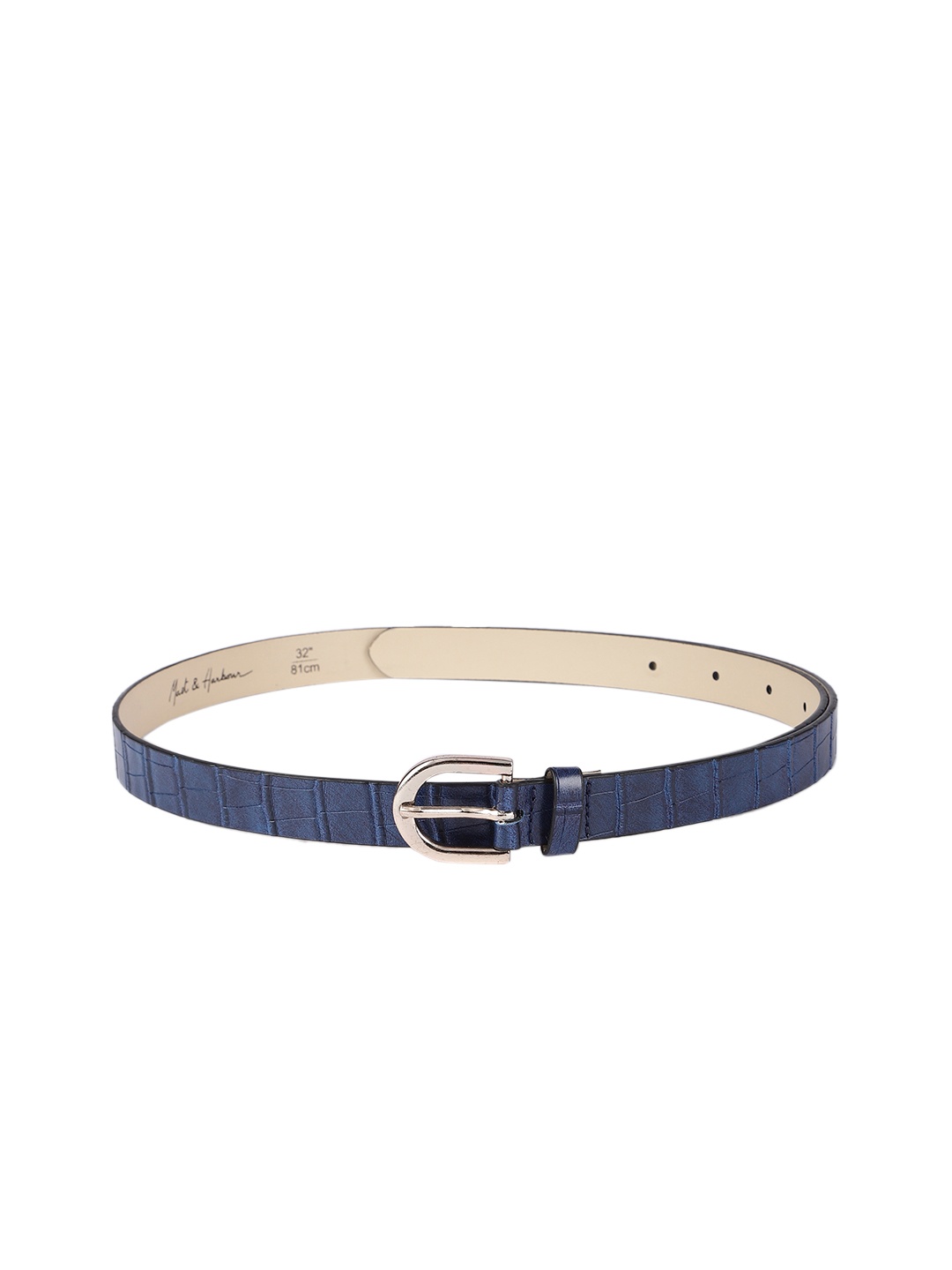 

Mast & Harbour Women Navy Blue Textured Slim Casual Belt