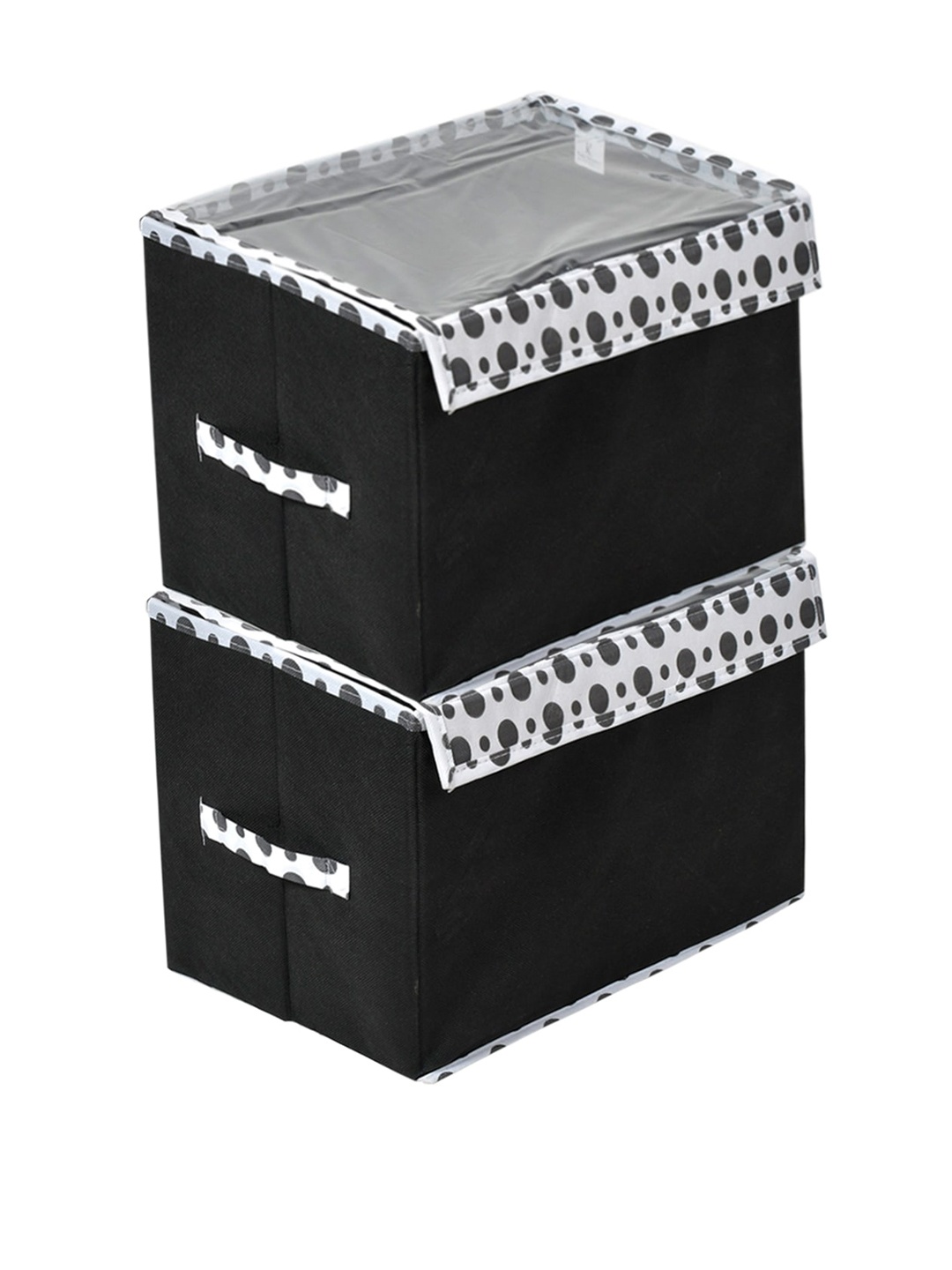 

Kuber Industries Set Of 2 Black & White Printed Storage Boxes With Lid