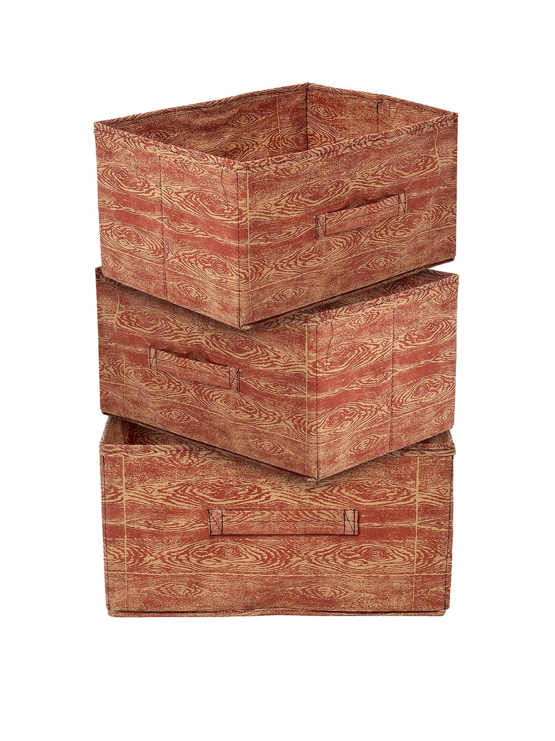 

Kuber Industries Set Of 3 Brown Printed Foldable Storage Boxes
