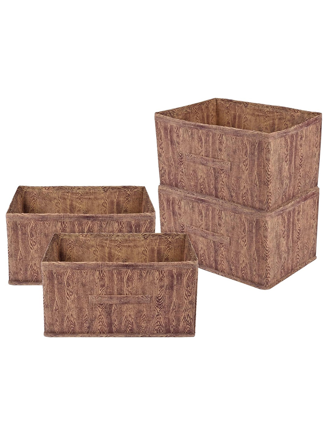 

Kuber Industries Set Of 4 Brown & Maroon Printed Foldable Storage Boxes