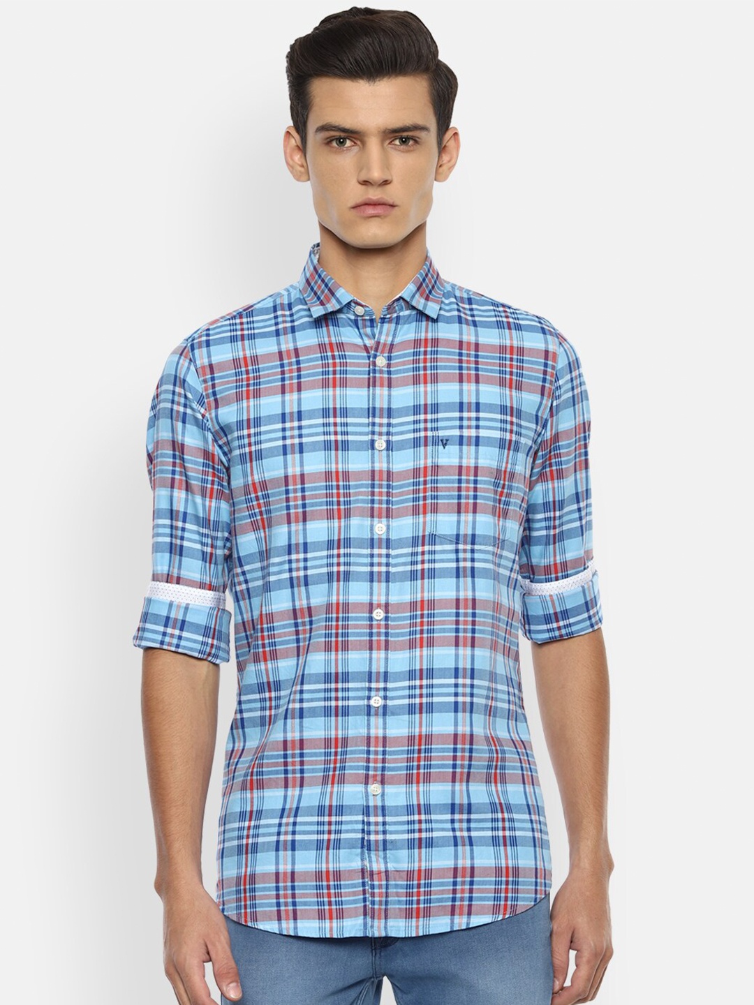 

Van Heusen Sport Men Blue Slim Fit Checked Casual Shirt