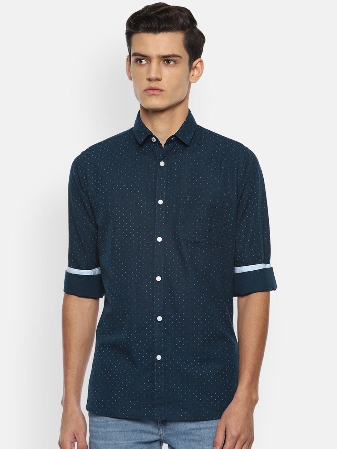

Van Heusen Sport Men Navy Blue Slim Fit Printed Casual Shirt