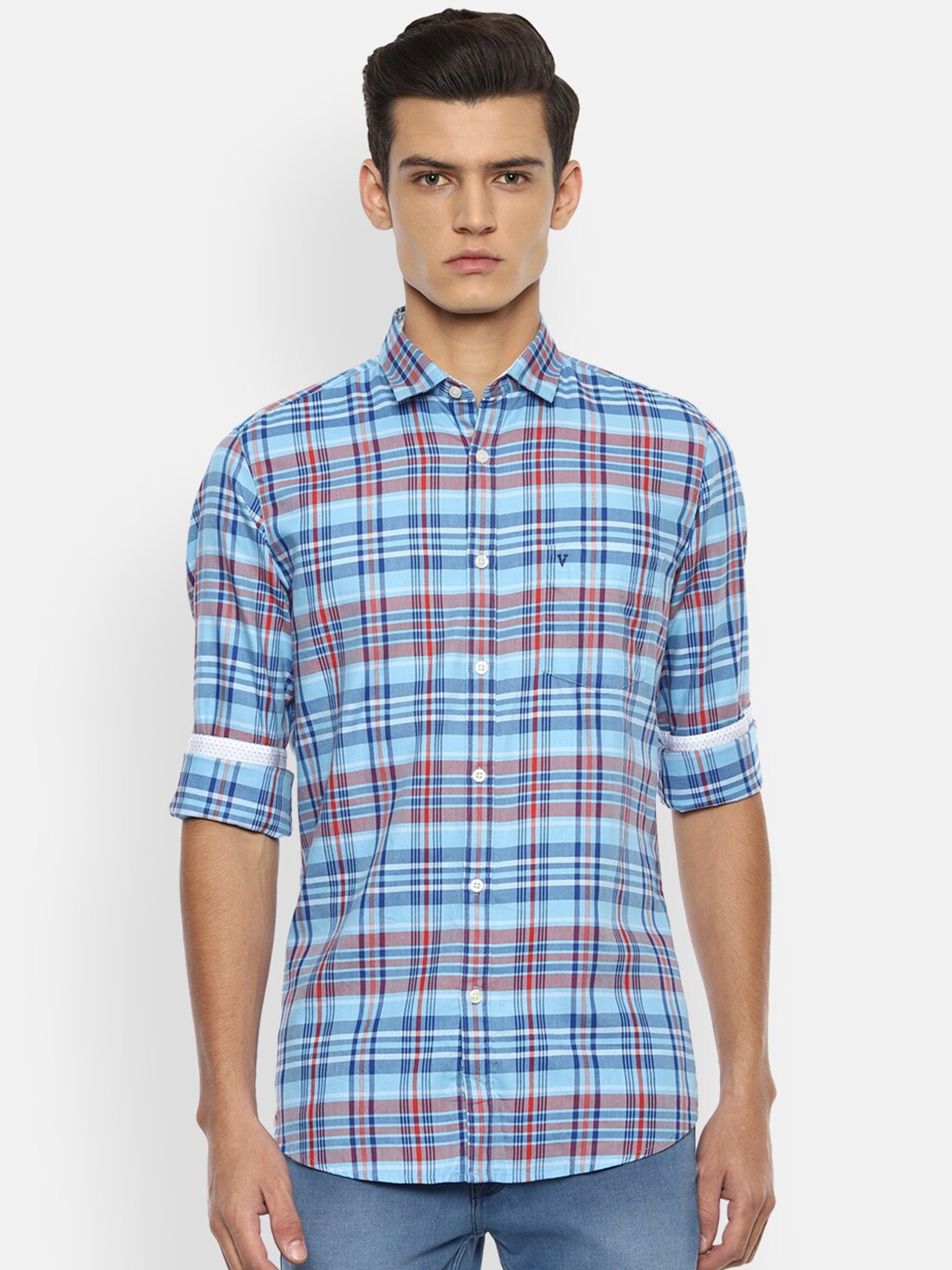 

Van Heusen Sport Men Blue Slim Fit Checked Casual Shirt