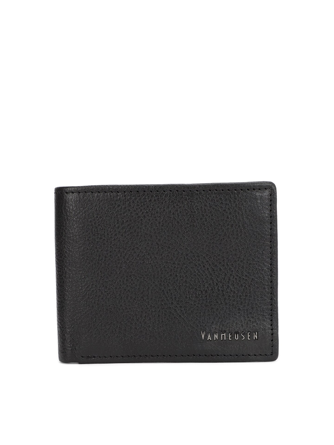 

Van Heusen Men Black Textured Leather Two Fold Wallet