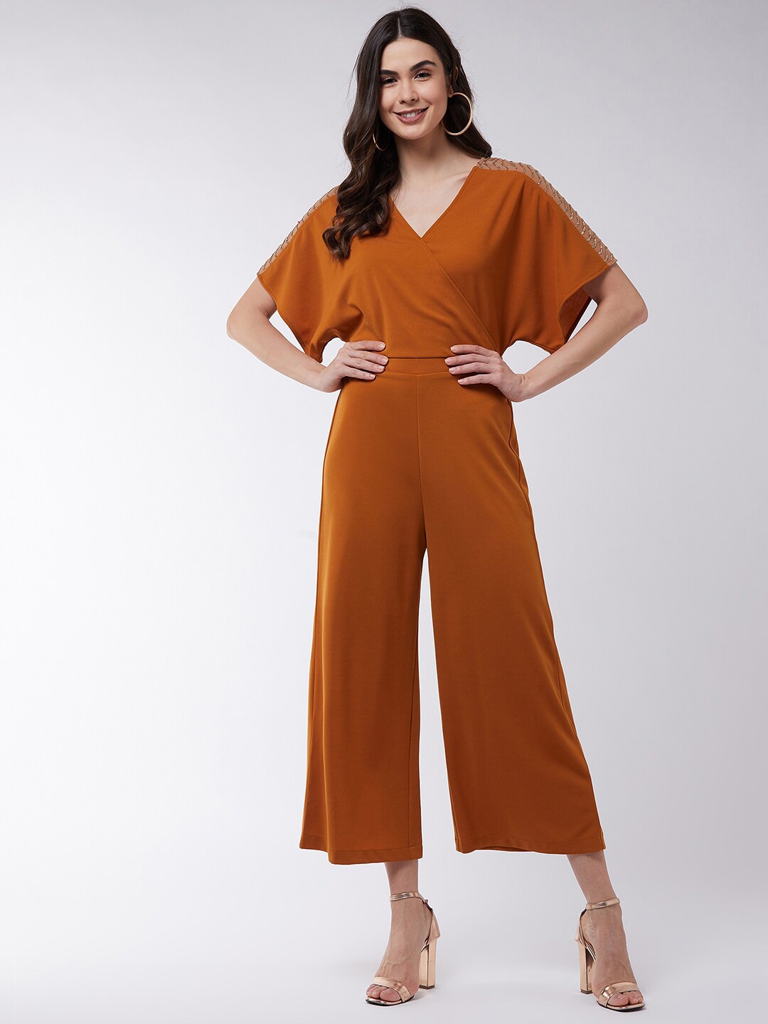 

Zima Leto Mustard & Silver-Toned Basic Jumpsuit with Embellished