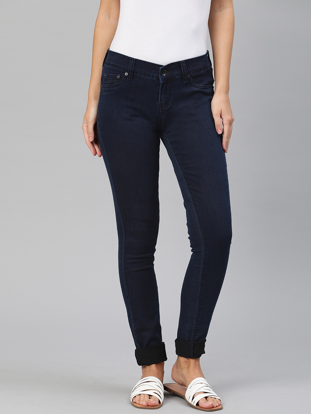 

Pepe Jeans Women Navy Blue Slim Fit Mid-Rise Clean Look Stretchable Jeans