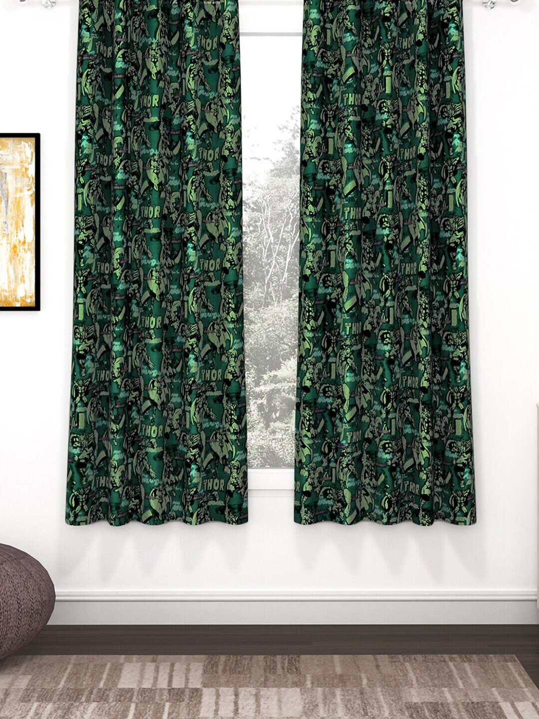

Story@home Set Of 2 Green Window Curtain
