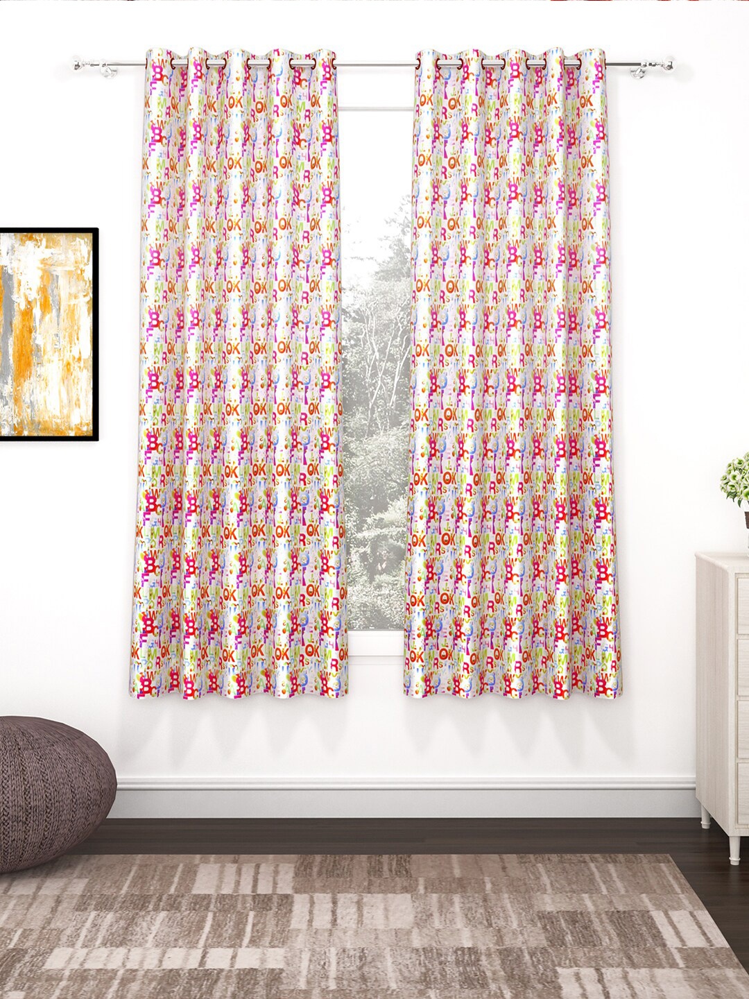 

Story@home Multicoloured Set of 2 Window Curtains, Multi
