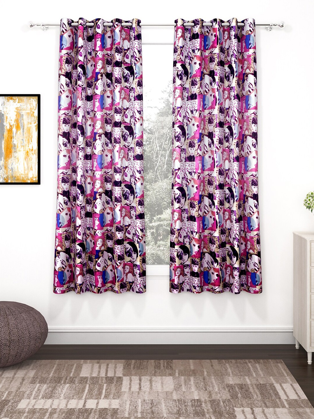 

Story@home Pink & Blue Set of 2 Window Curtain