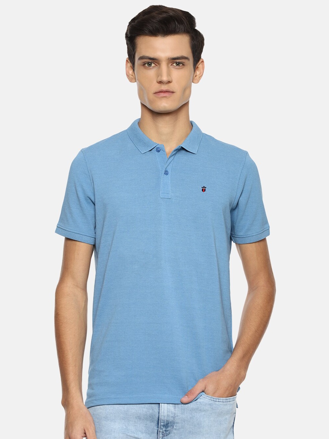 

Louis Philippe Sport Men Blue Polo Collar Slim Fit T-shirt