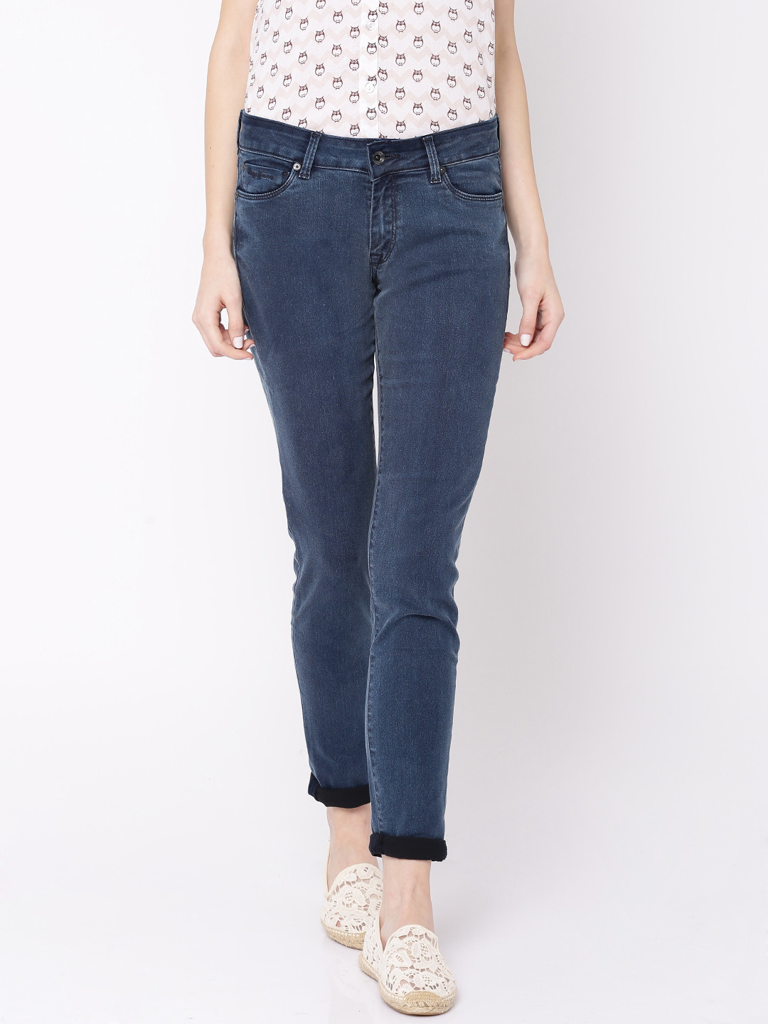 

Pepe Jeans Women Blue Mid-Rise Clean Look Jeans