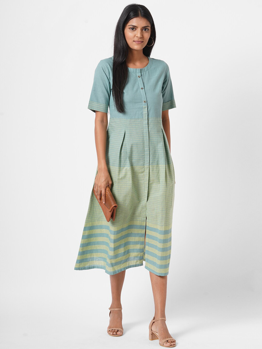 

KAMI KUBI Green Dyed Midi Dress