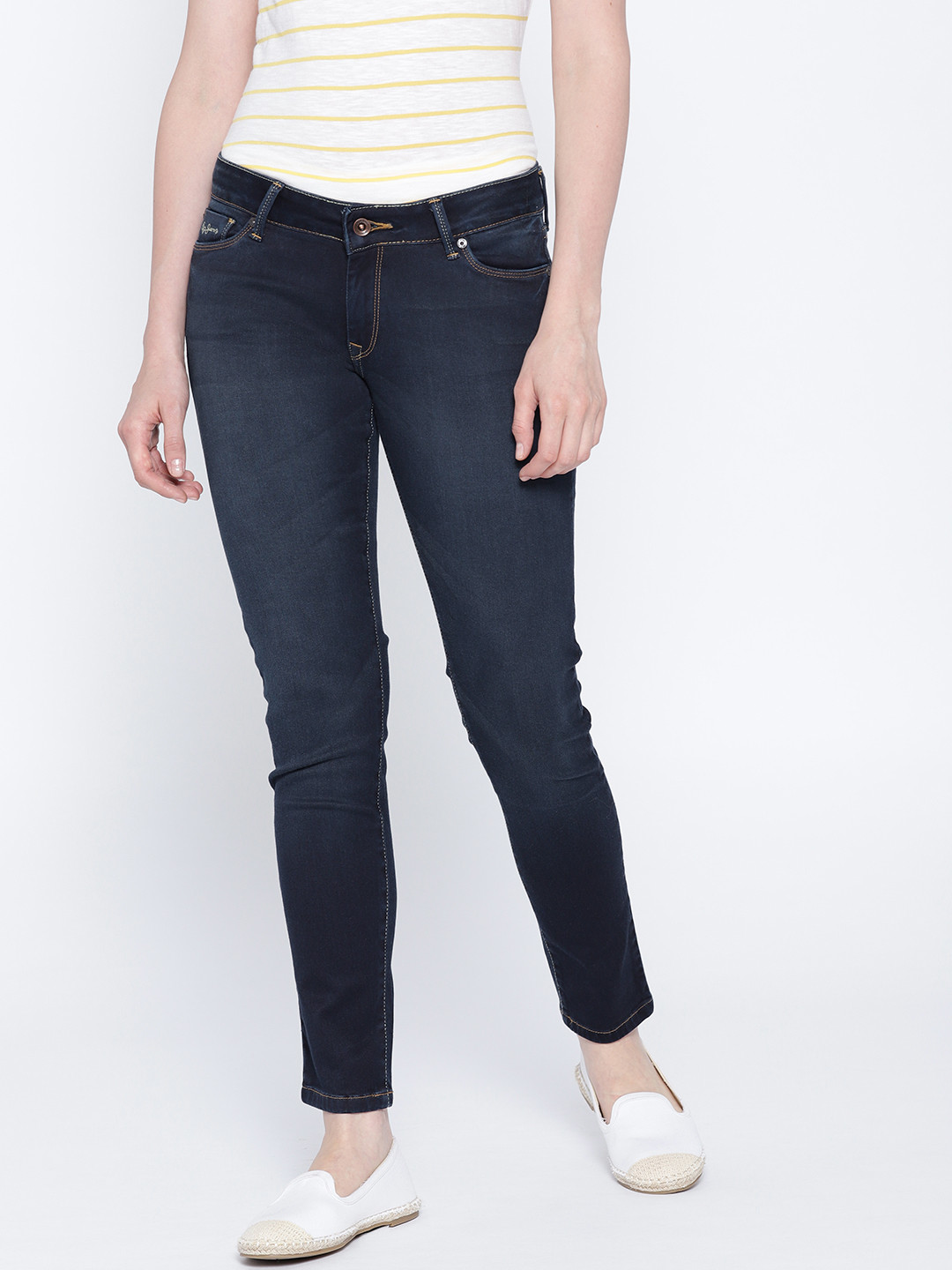 

Pepe Jeans Women Blue Mid-Rise Clean Look Jeans