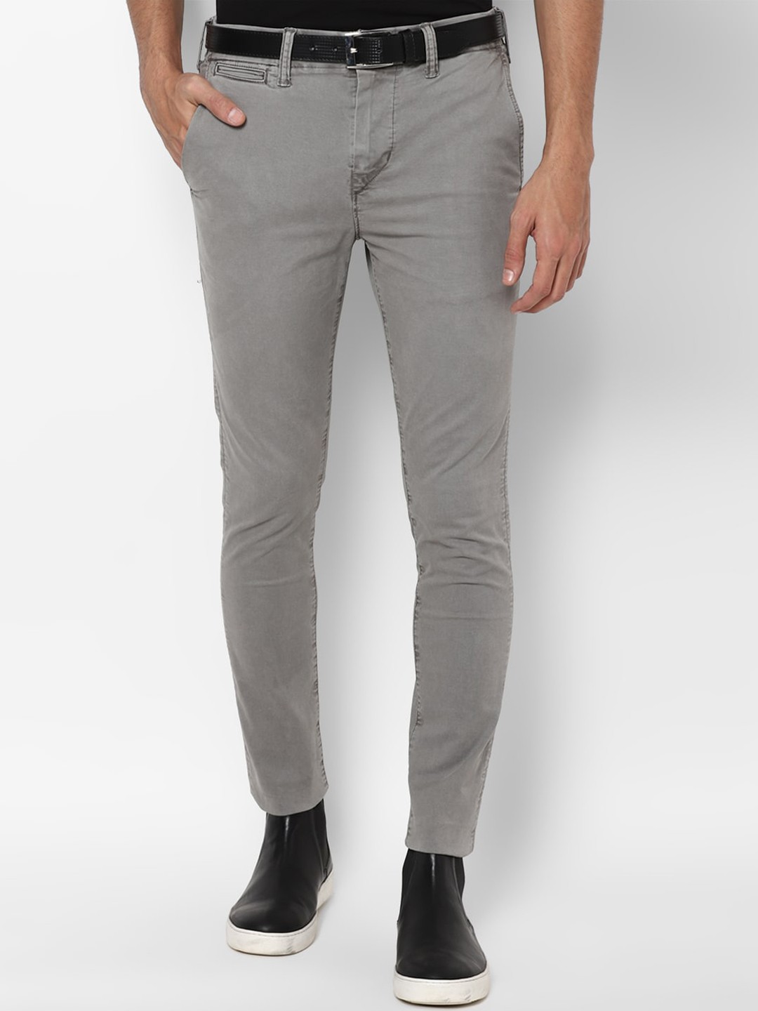 

AMERICAN EAGLE OUTFITTERS Men Grey Skinny Fit Trousers