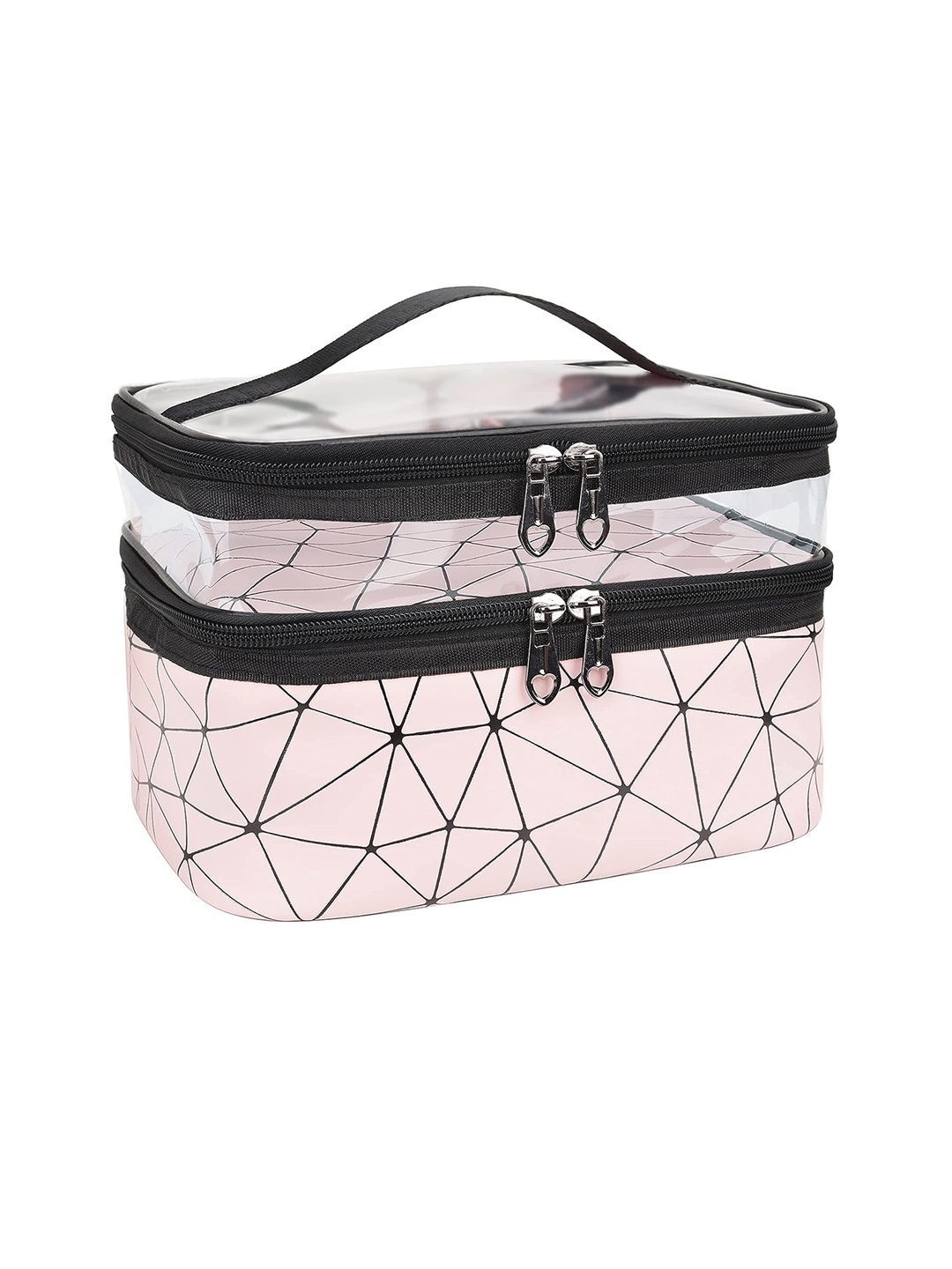 

HOUSE OF QUIRK Pink Double Layer Makeup Bags