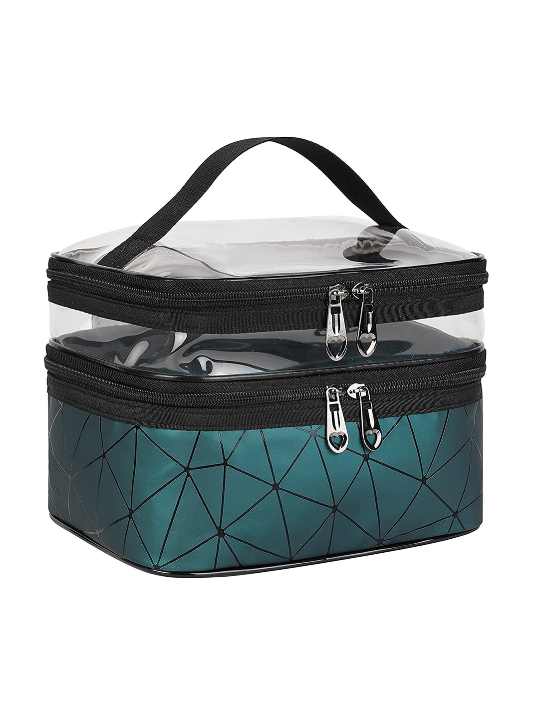 

HOUSE OF QUIRK Green & Black Textured Cosmetic Oragnaiser