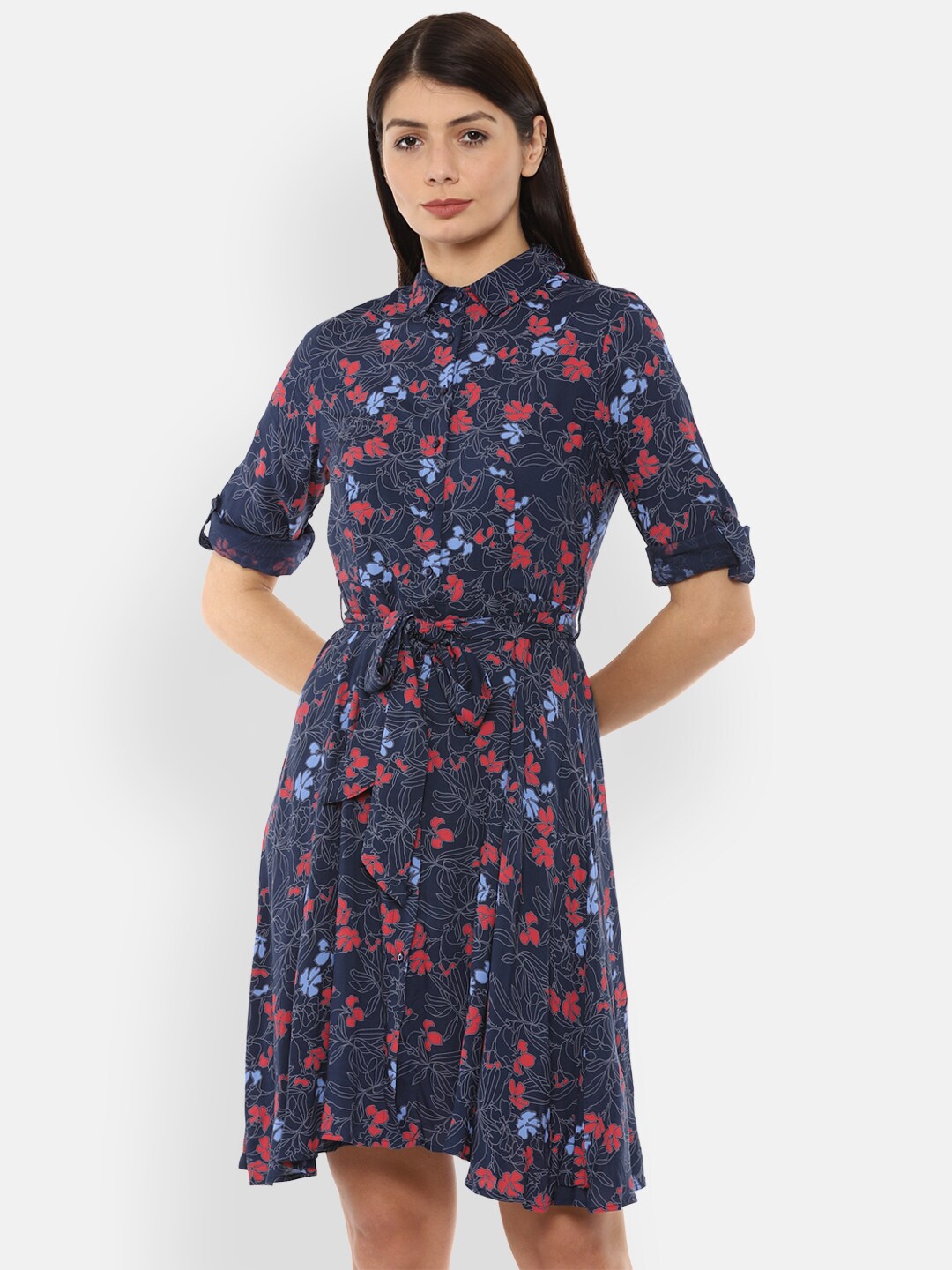 

Van Heusen Woman Navy Blue Floral Shirt Dress