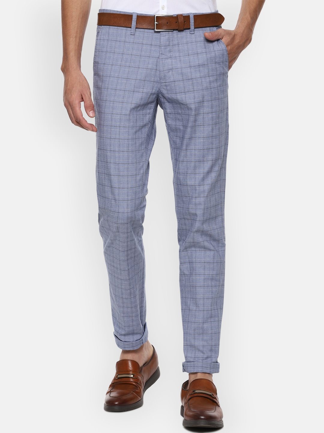 

Van Heusen Sport Men Blue Checked Slim Fit Trousers