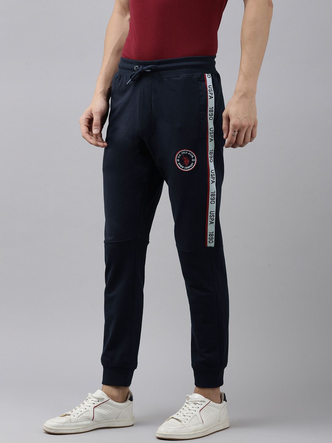 

U.S. Polo Assn. Denim Co. Men Navy Blue & White Printed Joggers