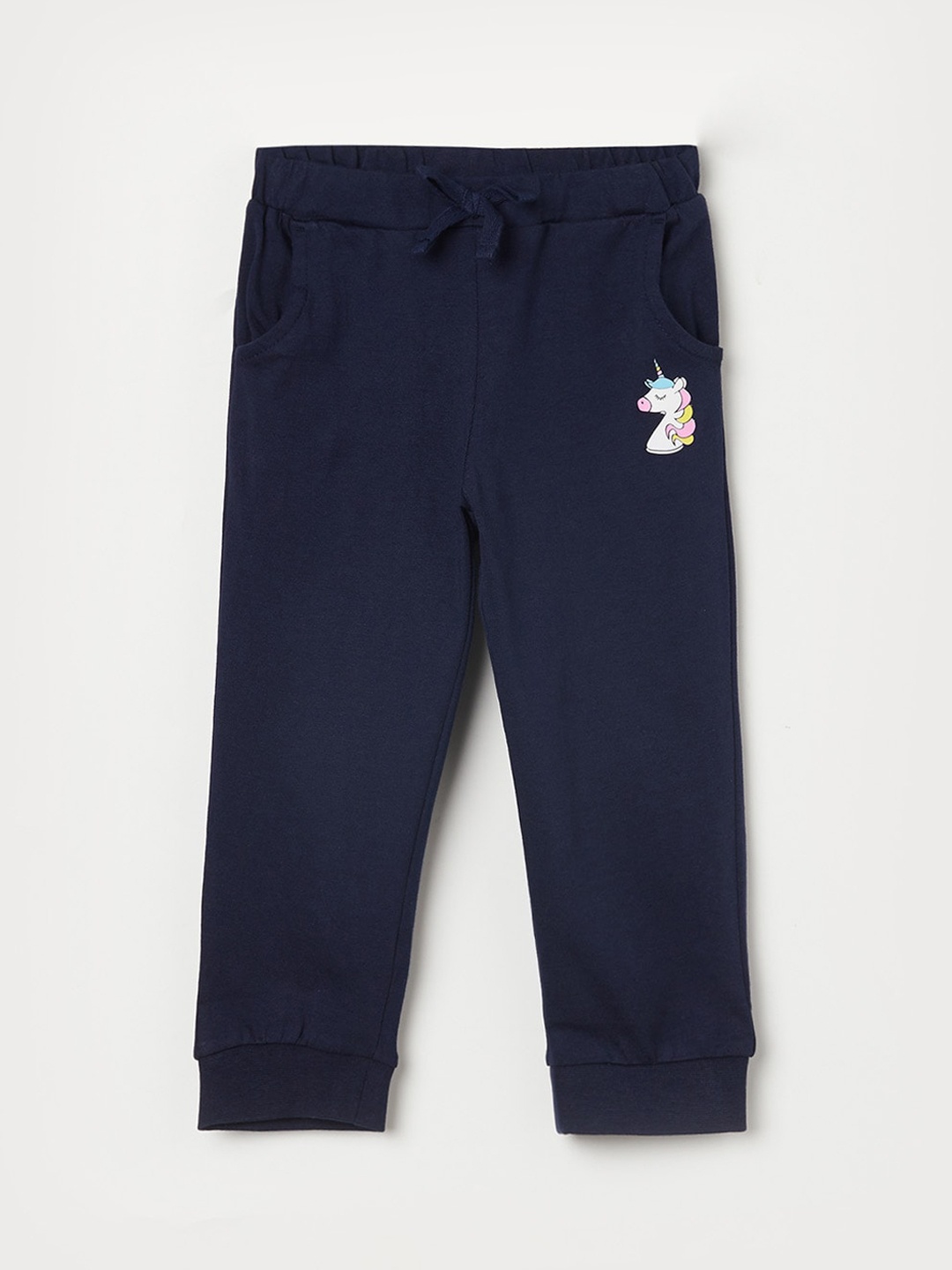 

Juniors Infant Girls Navy Blue Solid Cotton Joggers