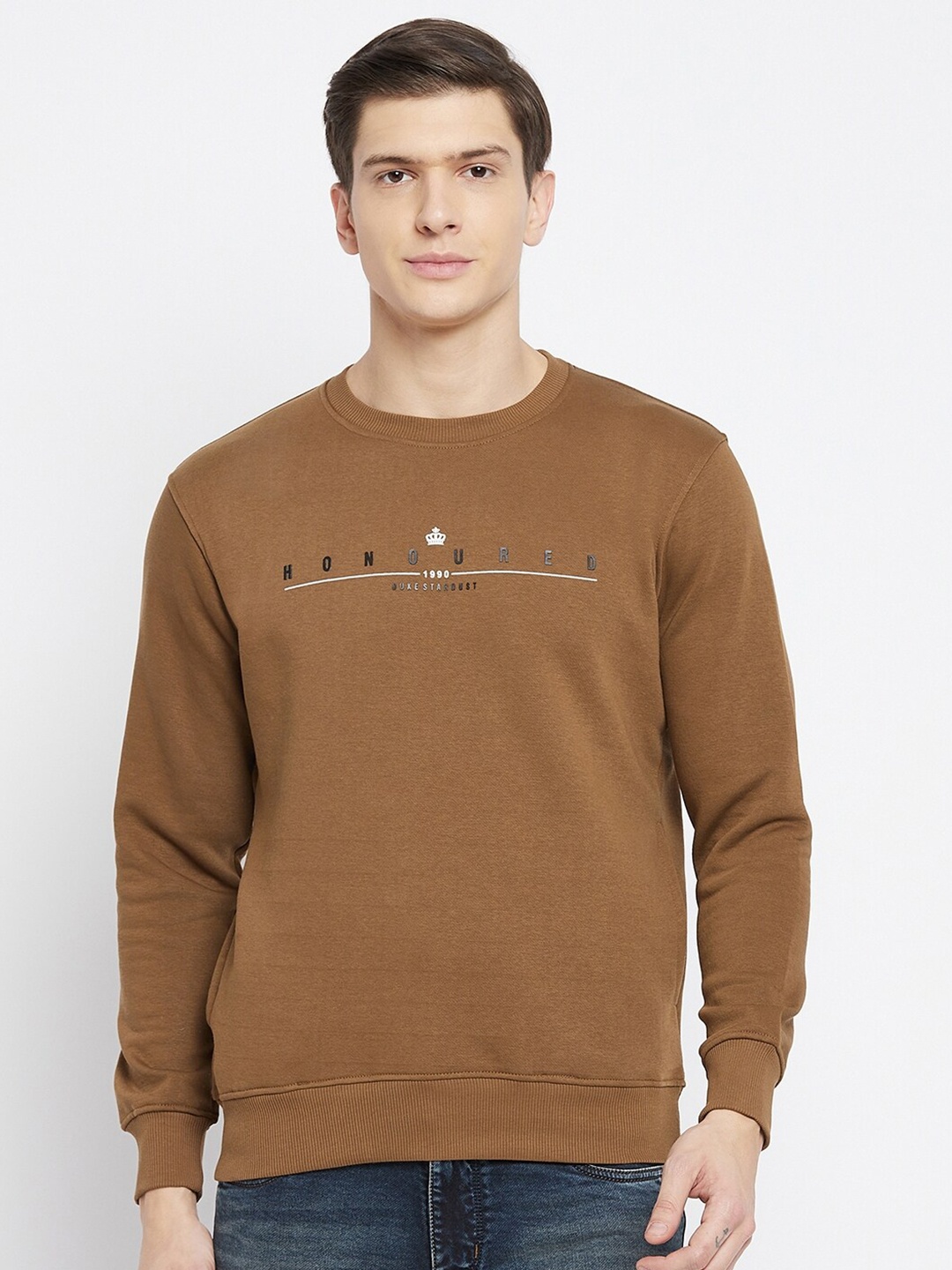 

Duke Men Brown Typography Printed Pullover