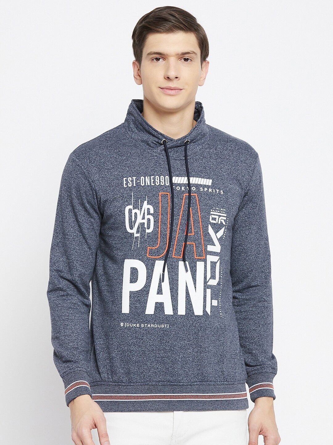 

Duke Men Blue & White Typography Printed Woolen Sweaters