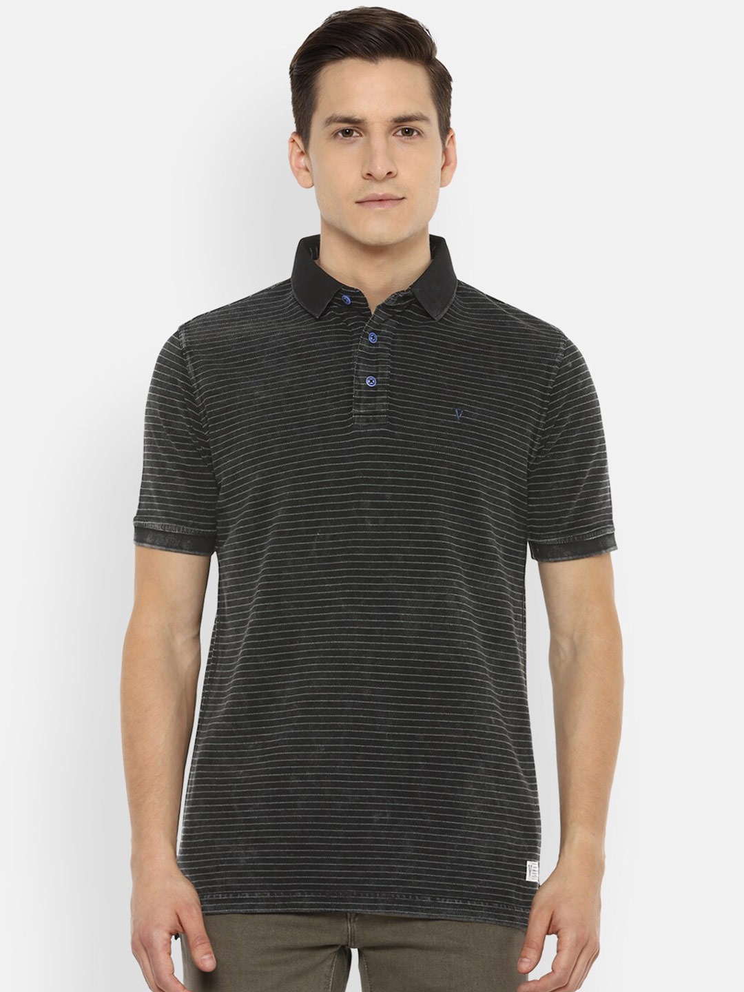 

VAN HEUSEN DENIM LABS Men Grey Polo Collar T-shirt