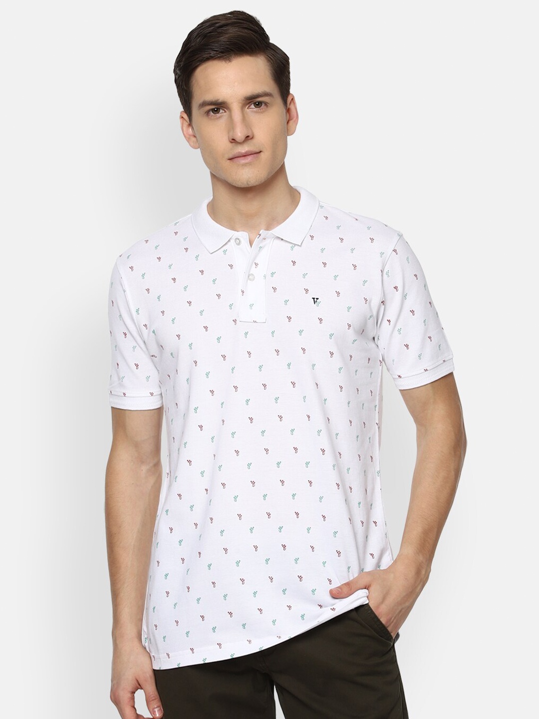 

Van Heusen Sport Men White Printed Polo Collar Pockets T-shirt
