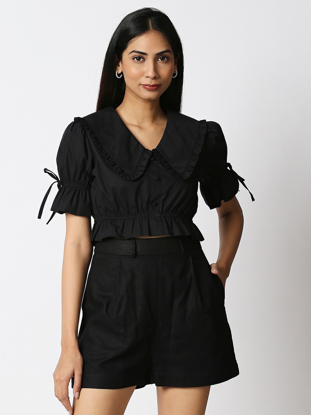 

20Dresses Black Wrap Crop Top