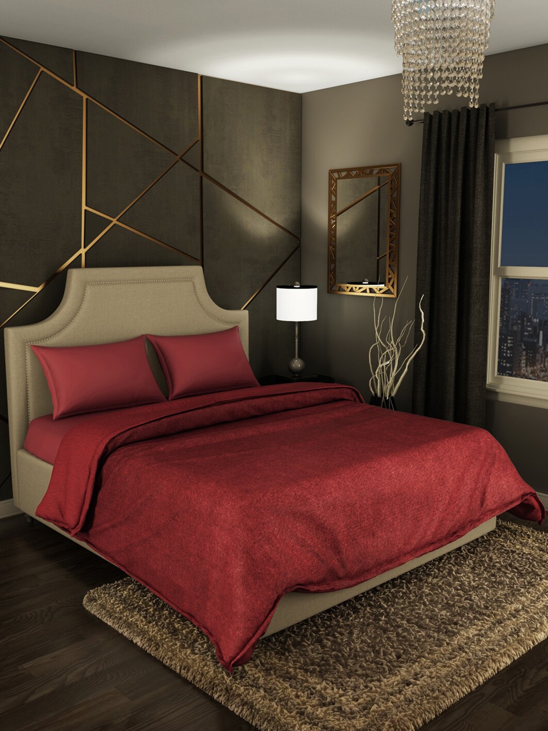 

SPACES Red AC Room 450 GSM Double Bed Blanket