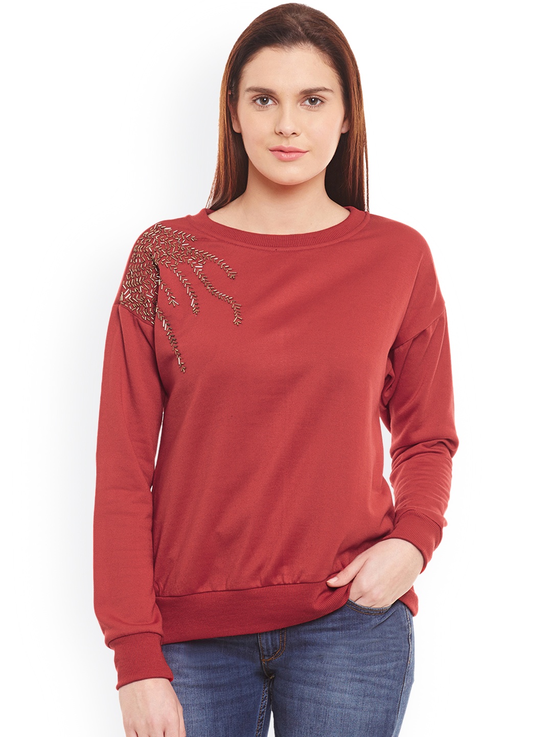 

Belle Fille Red Sweatshirt with Embellished Detail