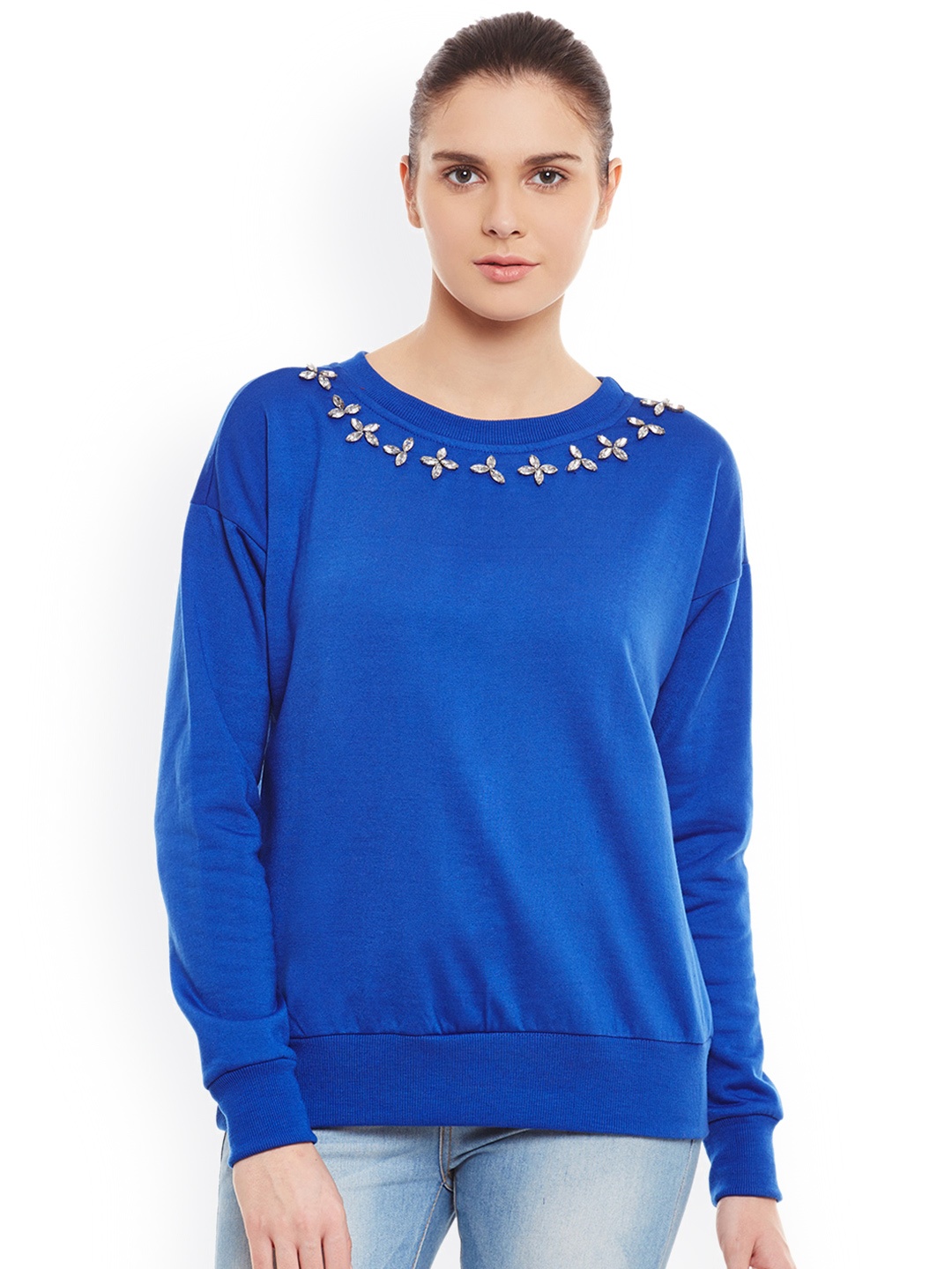 

Belle Fille Blue Sweatshirt with Embellished Detail