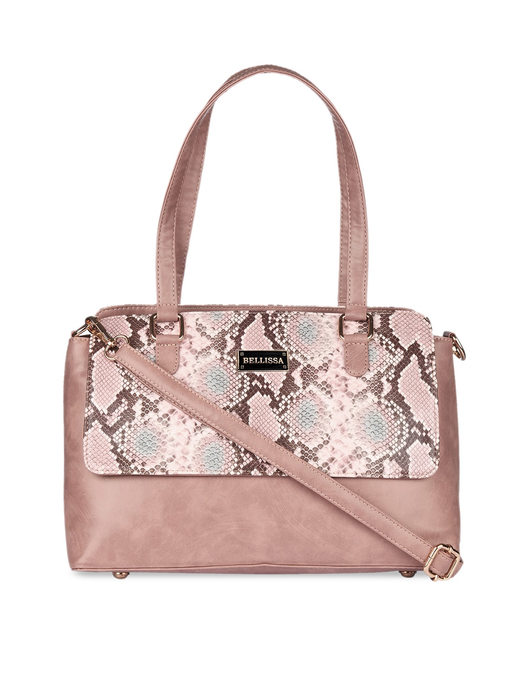 

Bellissa Pink Animal Printed PU Structured Shoulder Bag