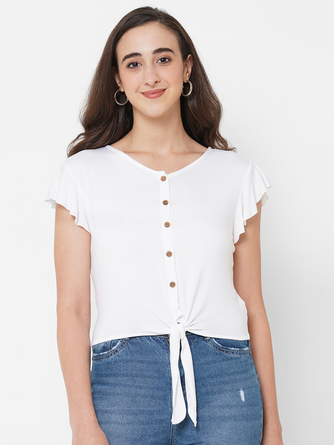 

PAPA BRANDS Woman White Top With Ties at the Waist