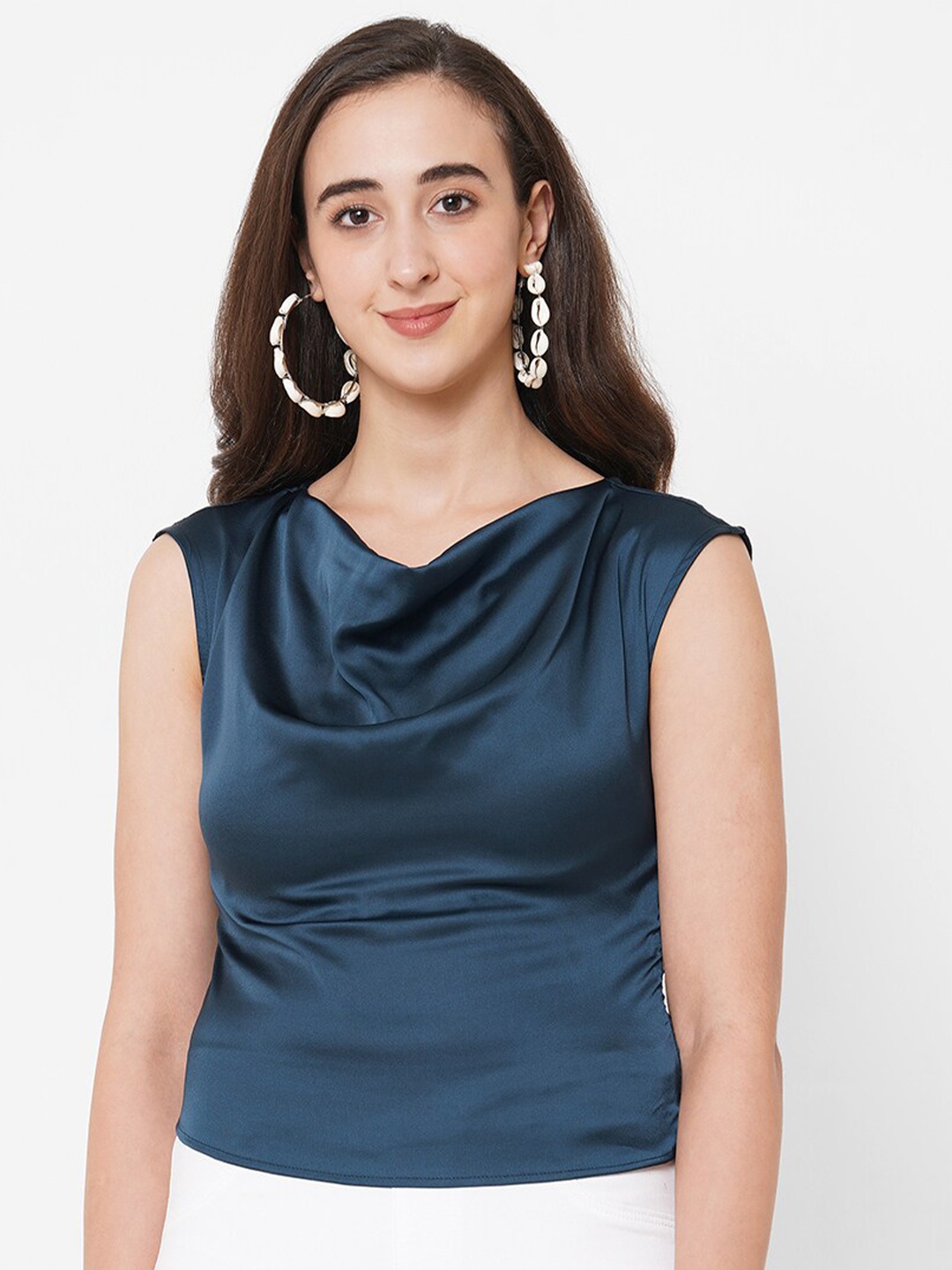 

PAPA BRANDS Navy Blue Cowl Neck Top