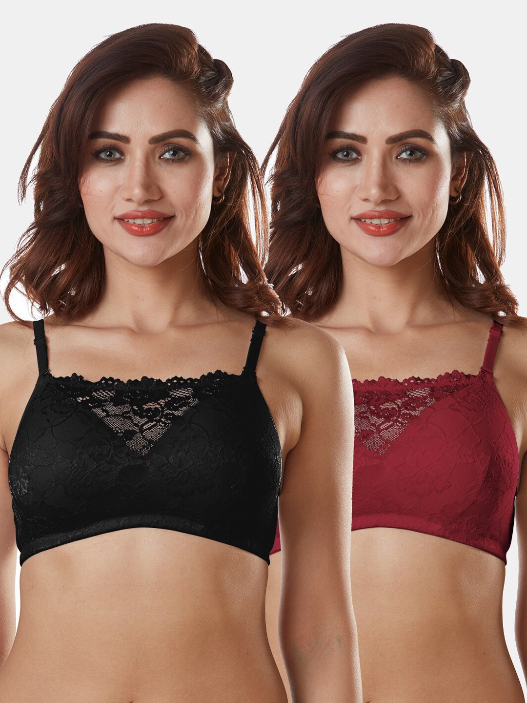 

Sonari Pack Of 2 Maroon & Black Bra Heavily Padded miracleblackmaroon30B