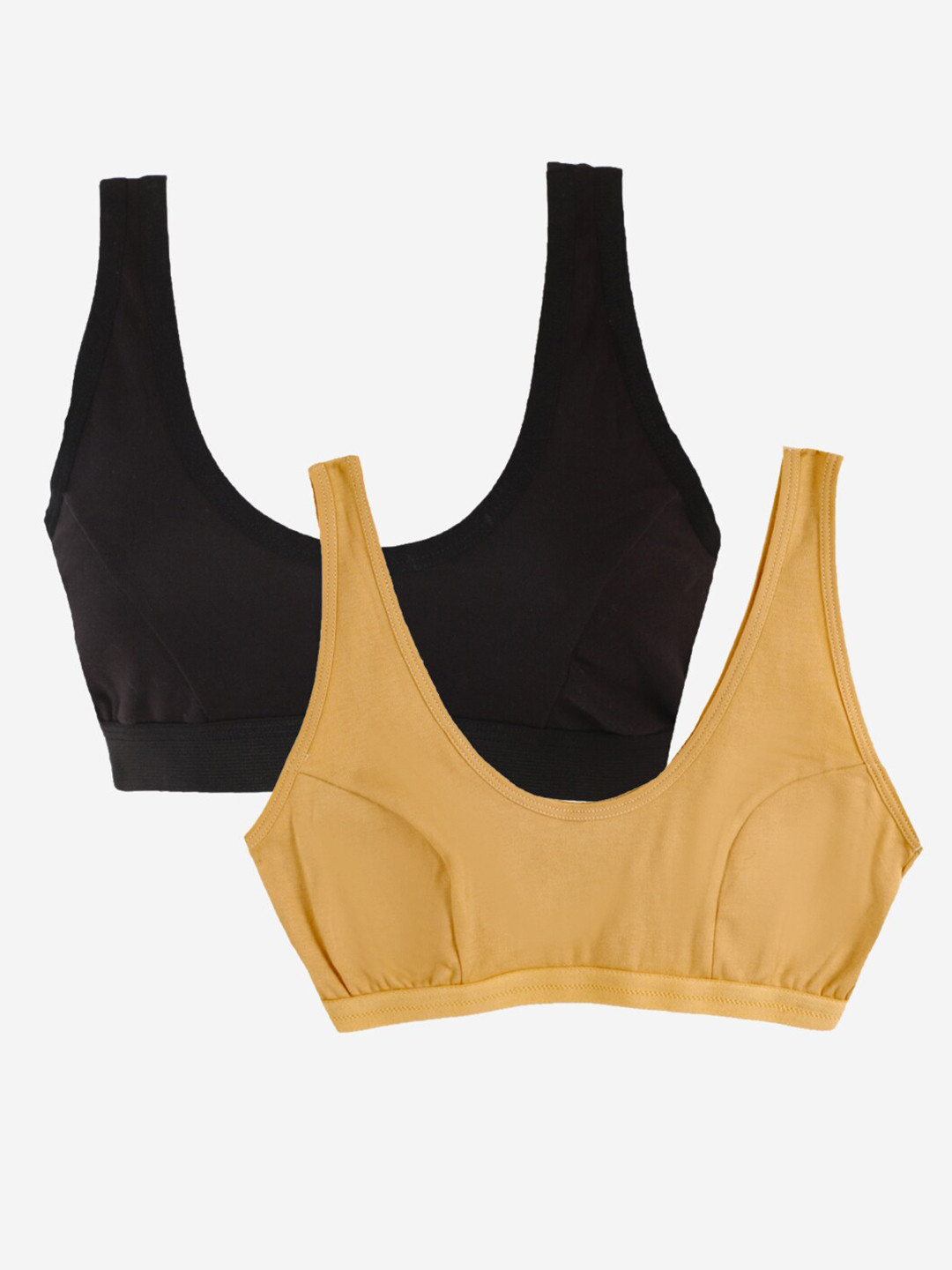 

YK Pack Of 2 Mustard & Black Cotton Bra